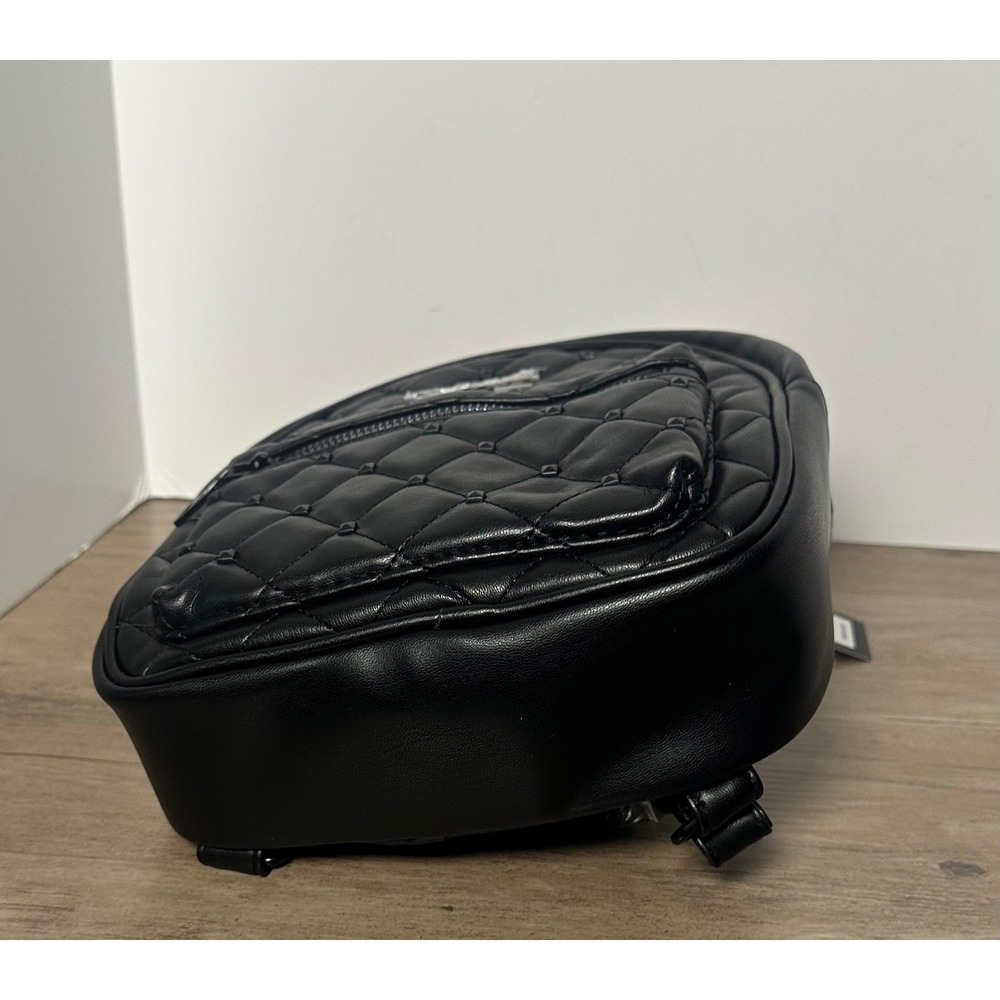Badgley Mischka Black Vegan Leather‎ Mini Studded Backpack Designr Bag NWT - Picture 5 of 10
